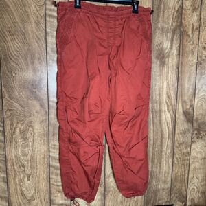Arizona Jean Co Womens Rust Orange Cotton Drawcord Jogger Pants Size M Cinch Hem
